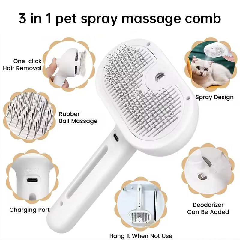 Upgraded Pet Electric Grooming Comb, Steam Hair Removal & Cleaning Set, Styling Accessories for Dogs & Cats eprolo
