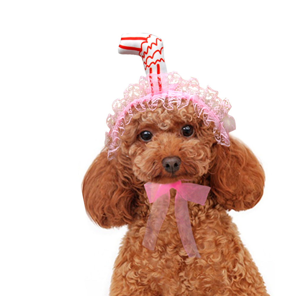 Lace Dog Hat Cap Pet Headwear Hats With Ear Holes Cute Straw Design Birthday Party Accessories eprolo