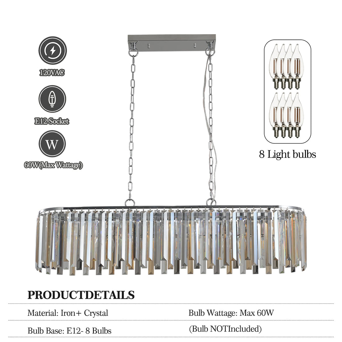Modern Oval Crystal ceiling chandelier Luxury Home Decor Light Fixture eprolo
