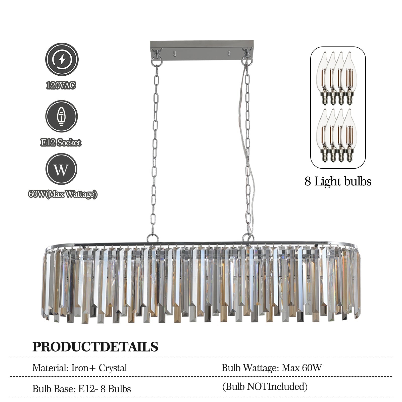 Modern Oval Crystal ceiling chandelier Luxury Home Decor Light Fixture eprolo