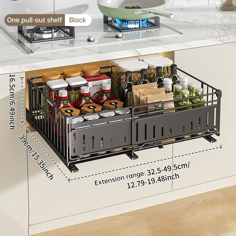 Telescopic Kitchen Drawer Organizer, Adjustable Slide-Out Storage Rack (33-49cm) eprolo