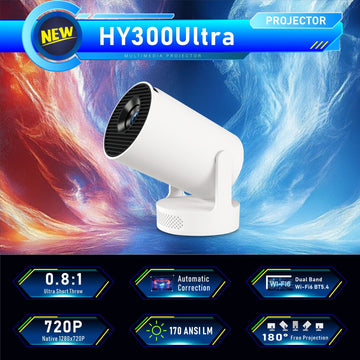 HY300Ultra Portable Projector H713 Android Barrel High-Definition Home Outdoor Projector eprolo