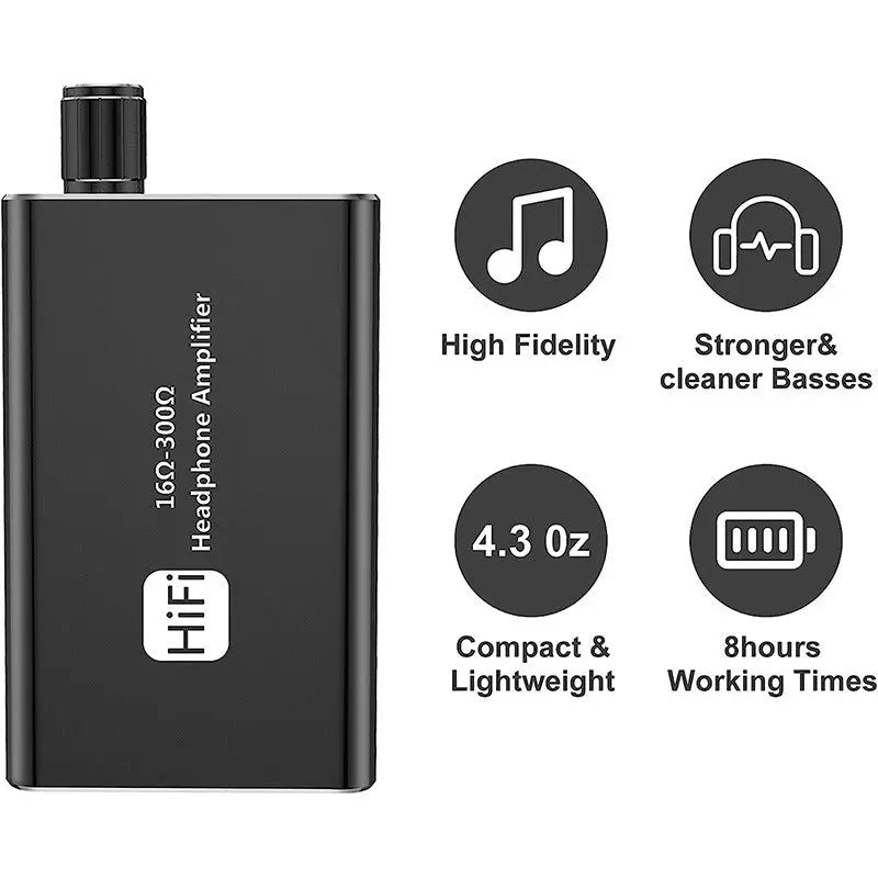 Portable headphone amplifier with high fever, heavy bass, no low noise, HiFi headphone amplifier, AUX audio adjustment eprolo