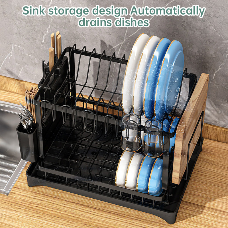 2-Tier Household Dish Rack: Countertop Storage with Drainboard eprolo