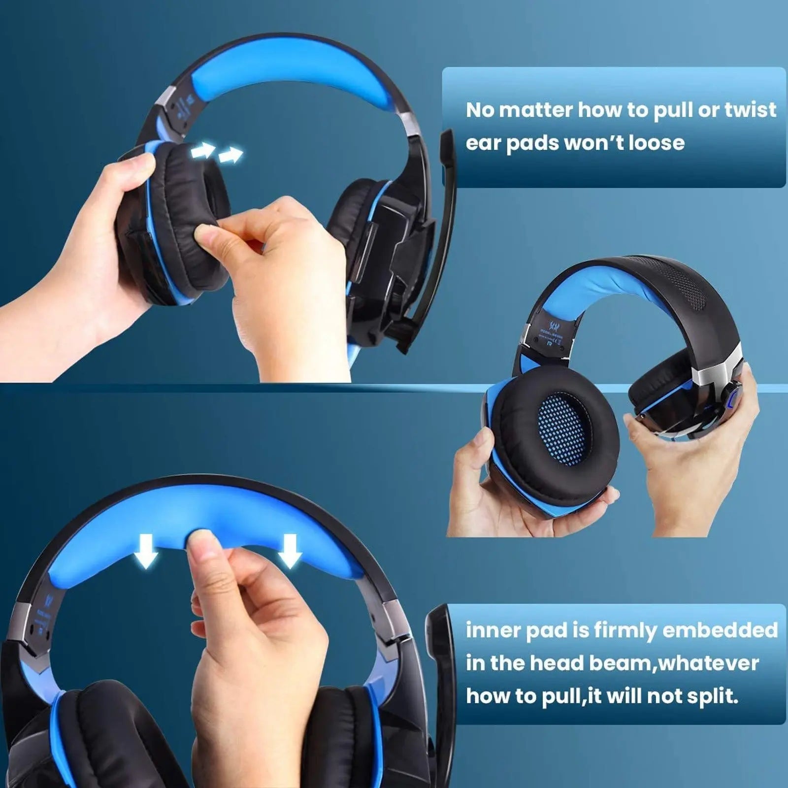 G2000 Head Mounted Gaming Earphones with Wired Illumination Heavy Bass Earphones Computer Esports PS4 Earphones eprolo