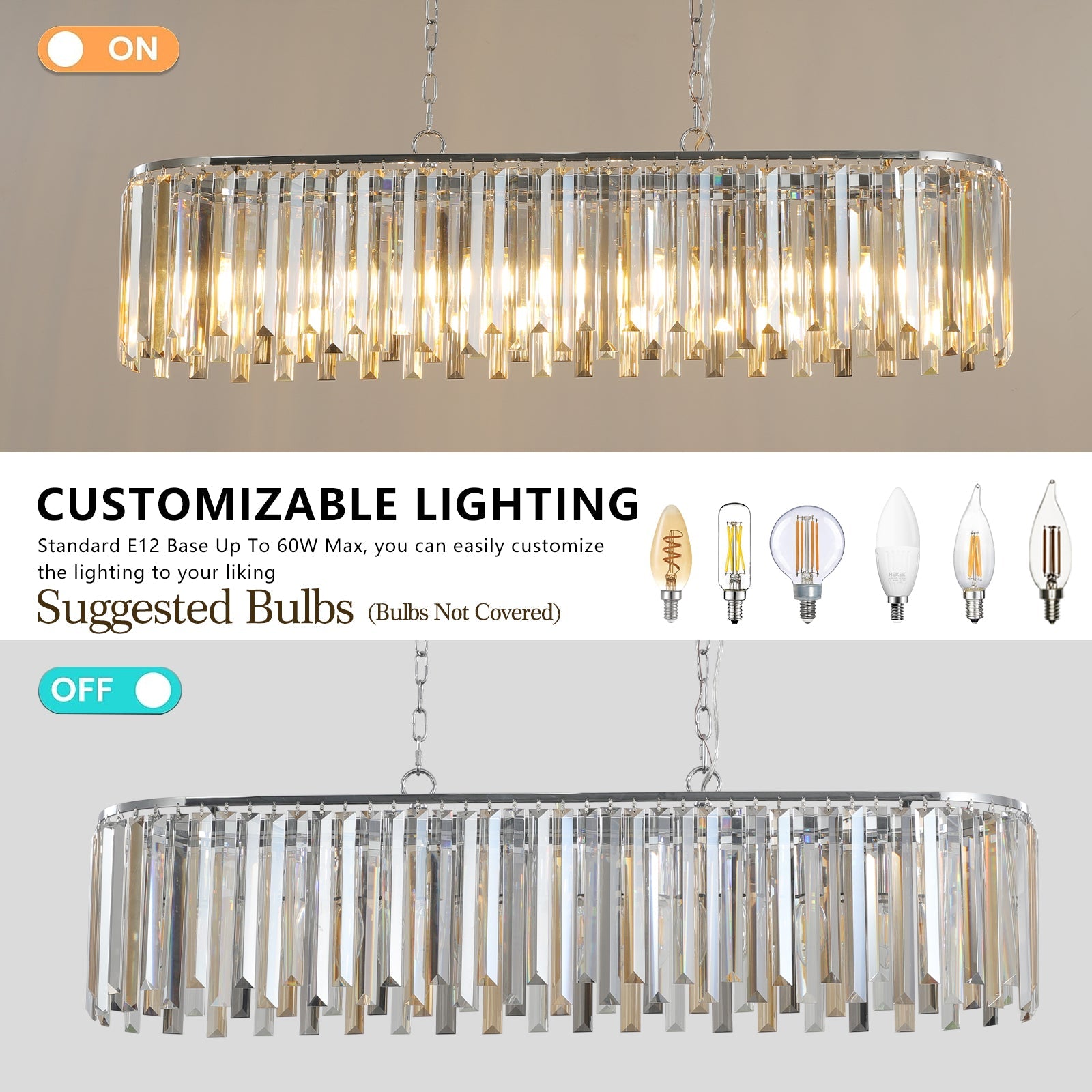 Modern Oval Crystal ceiling chandelier Luxury Home Decor Light Fixture eprolo