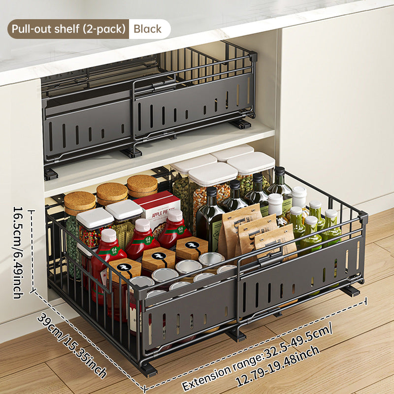 Telescopic Kitchen Drawer Organizer, Adjustable Slide-Out Storage Rack (33-49cm) eprolo