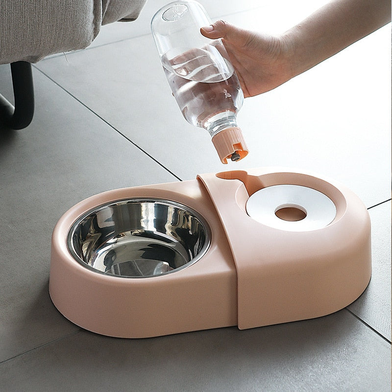 Dogs Cats Bowl and Drinking Fountains with Automatic Water Outlet Anti-overturning Feeders Plastic Feeding Bowl Pet Accessories eprolo