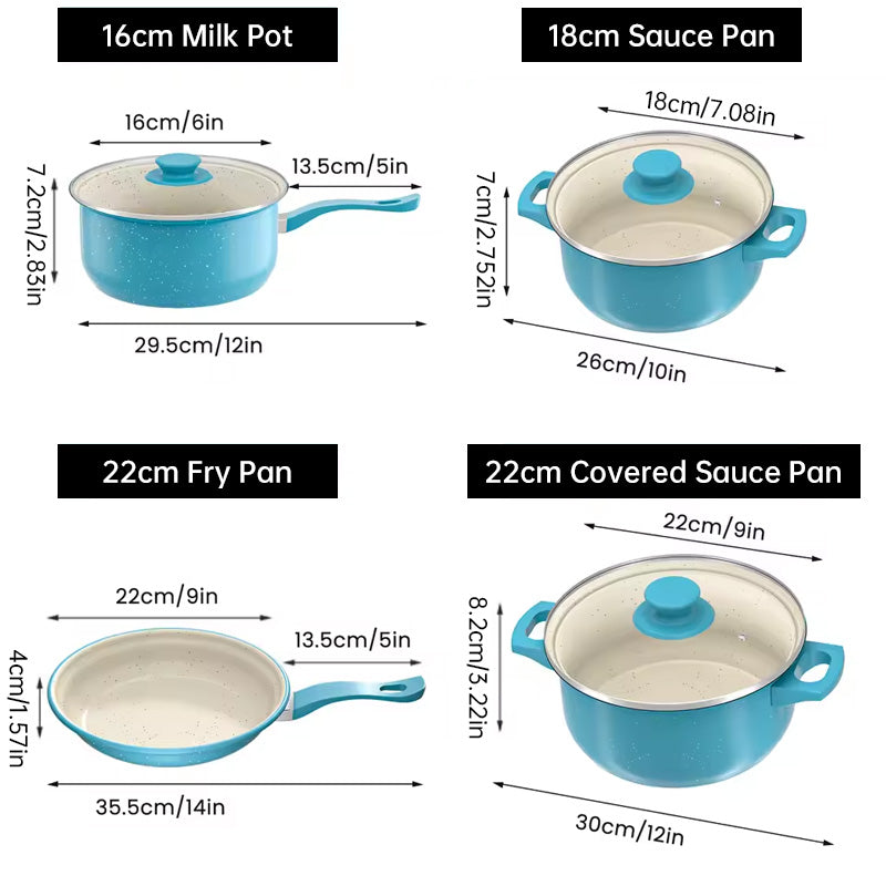 13-Piece Premium Non-Stick Cookware Set: Frying Pans, Casserole, Wok, Multi-Func, Stylish, Durable, Outdoor-Ready eprolo