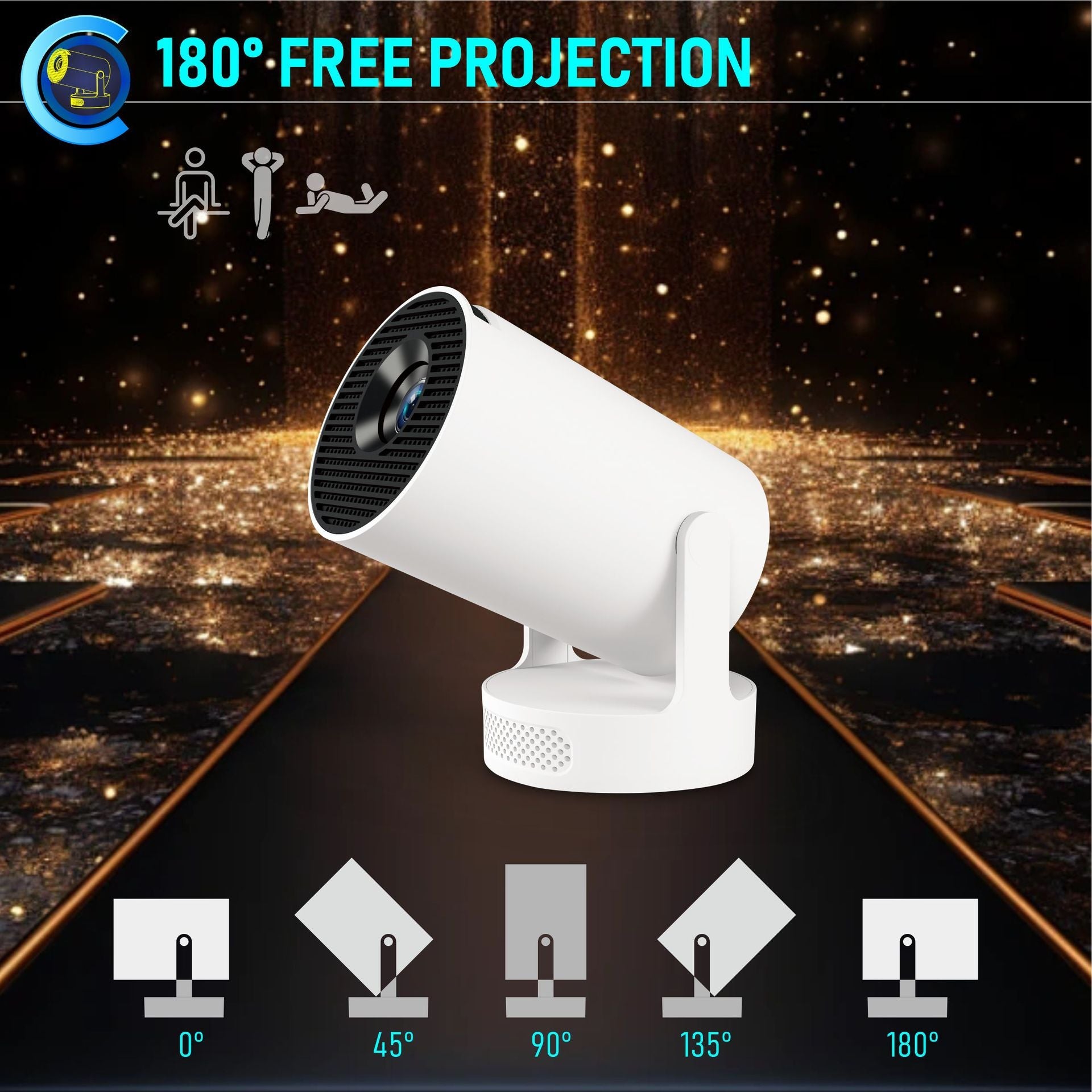 HY300Ultra Portable Projector H713 Android Barrel High-Definition Home Outdoor Projector eprolo