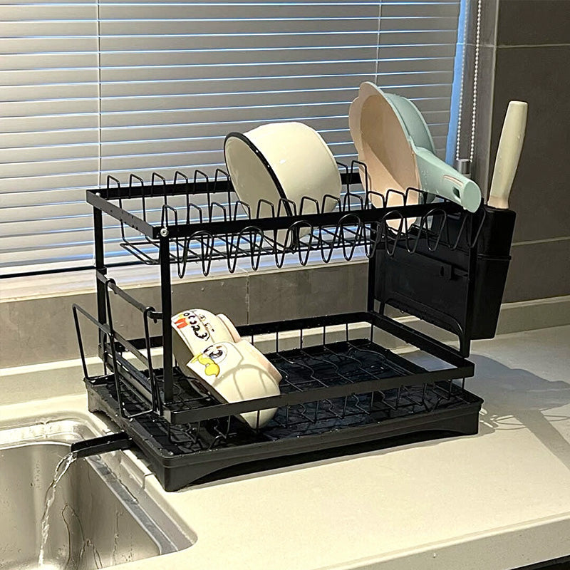 2-Tier Household Dish Rack: Countertop Storage with Drainboard eprolo