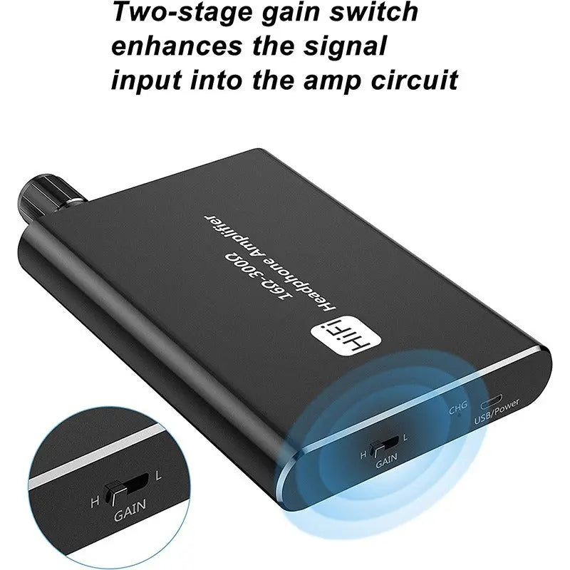 Portable headphone amplifier with high fever, heavy bass, no low noise, HiFi headphone amplifier, AUX audio adjustment eprolo