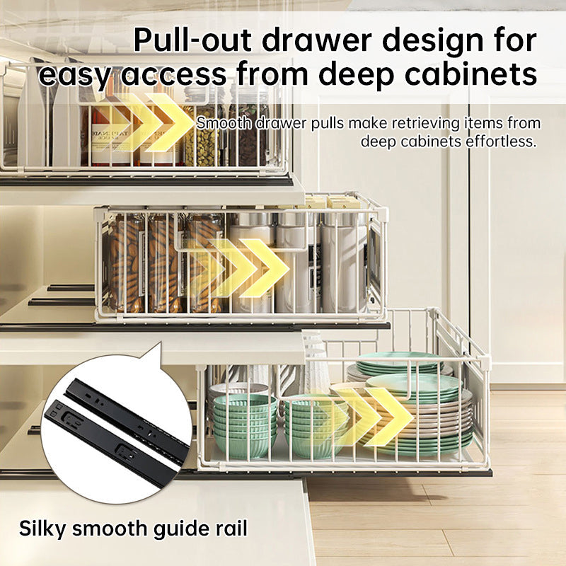 Telescopic Kitchen Drawer Organizer, Adjustable Slide-Out Storage Rack (33-49cm) eprolo