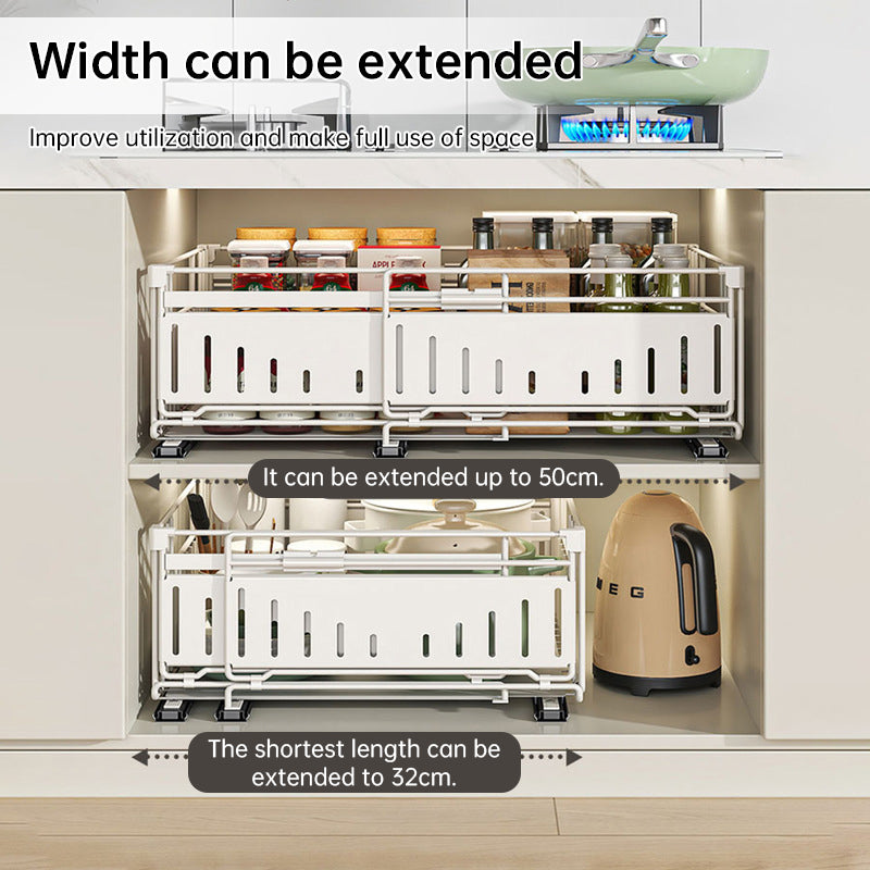 Telescopic Kitchen Drawer Organizer, Adjustable Slide-Out Storage Rack (33-49cm) eprolo