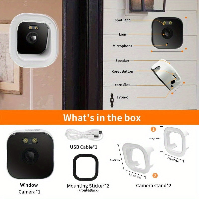 Night Vision Window Mount Smart Panoramic Camera for Home Security, HD Surveillance Camera eprolo