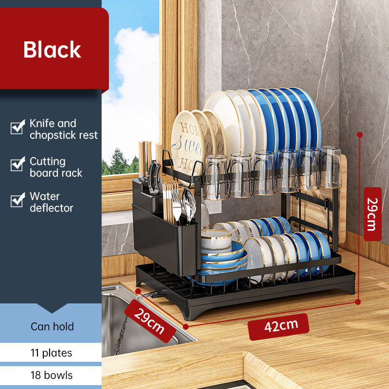 2-Tier Household Dish Rack: Countertop Storage with Drainboard eprolo