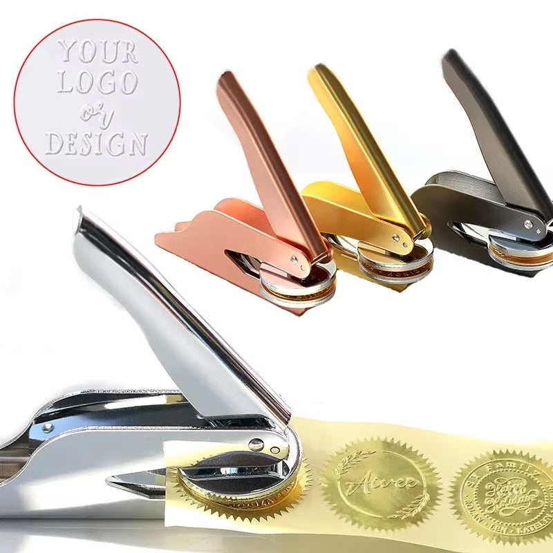 Upload Your Logo – Custom Logo Steel Embossing Die, Stainless Steel Desktop Hand Press Stamp for Advertising Relief & Debossing eprolo