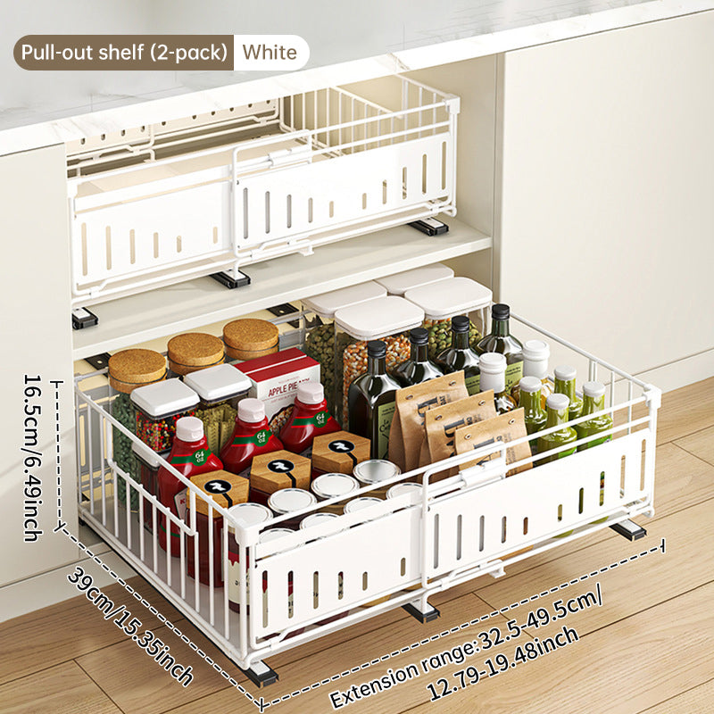Telescopic Kitchen Drawer Organizer, Adjustable Slide-Out Storage Rack (33-49cm) eprolo