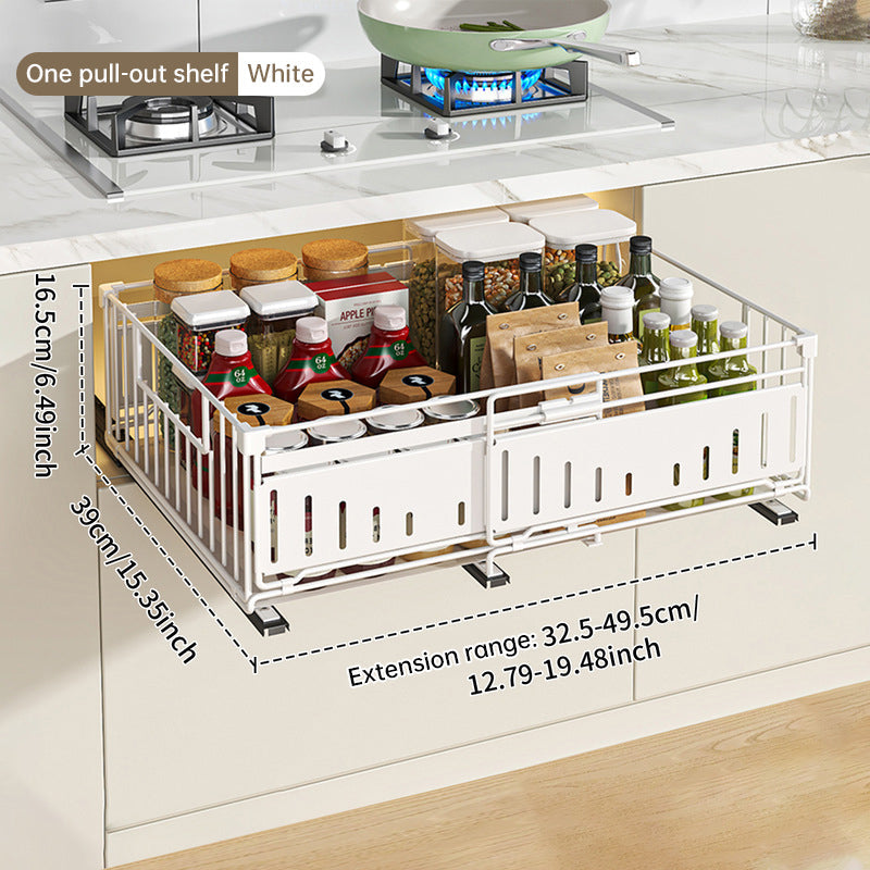 Telescopic Kitchen Drawer Organizer, Adjustable Slide-Out Storage Rack (33-49cm) eprolo