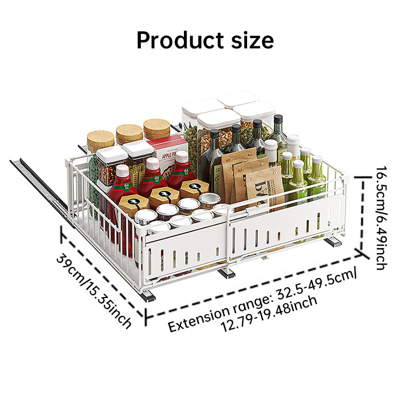 Telescopic Kitchen Drawer Organizer, Adjustable Slide-Out Storage Rack (33-49cm) eprolo