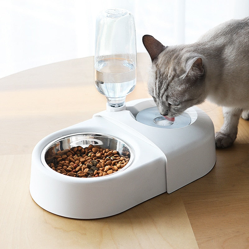 Dogs Cats Bowl and Drinking Fountains with Automatic Water Outlet Anti-overturning Feeders Plastic Feeding Bowl Pet Accessories eprolo