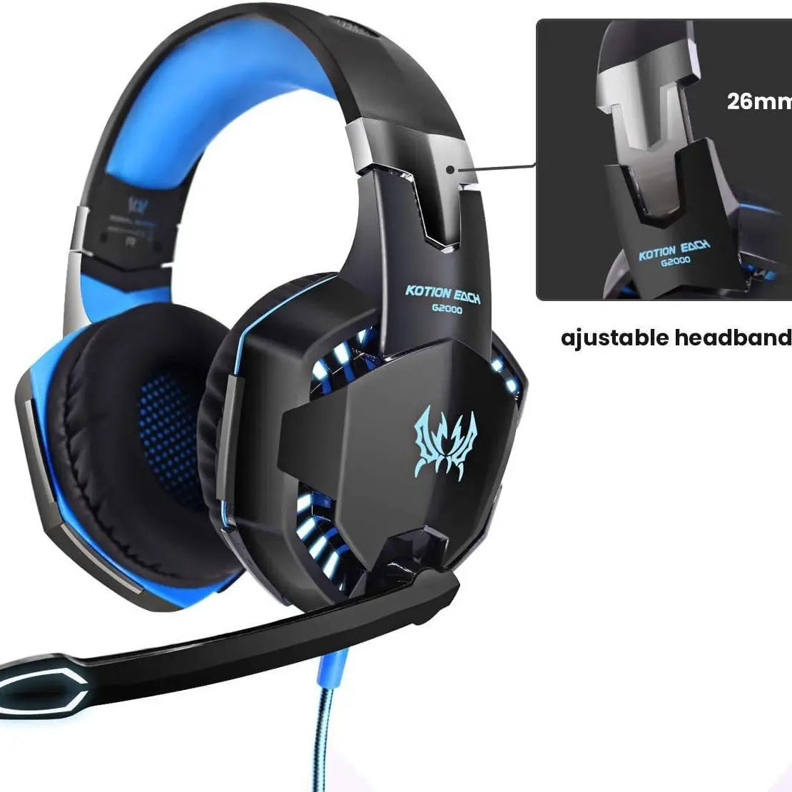 G2000 Head Mounted Gaming Earphones with Wired Illumination Heavy Bass Earphones Computer Esports PS4 Earphones eprolo