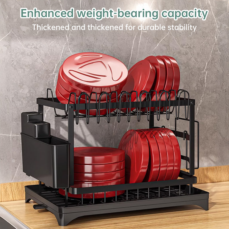 2-Tier Household Dish Rack: Countertop Storage with Drainboard eprolo